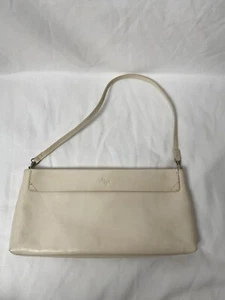 Vintage MONSAC ORIGINAL weiße Leder Geldbörse Schultertasche Magnetklammern - Bild 1 von 8