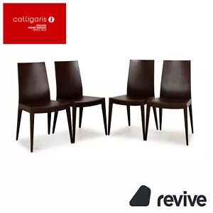 4er Garnitur Calligaris Leder Stuhl Braun - Bild 1 von 10