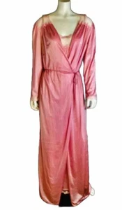 Sexy bata de barrido completa vintage Gigi con Pick A Boo vestido de noche largo rosa y encaje - Imagen 1 de 11