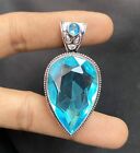 Blue Topaz Gemstone Pendant 925 Sterling Silver Handmade Pendant Jewelry Gift