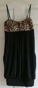 Ruby Rox Medium M black Cheetah dress adustable straps stretch pockets EUC - Picture 1 of 2