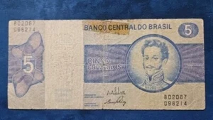 Brazil 5 Cruzeiros Banknote Brazilian Currency Paper Money - Picture 1 of 2