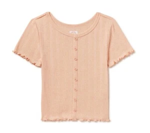 Wonder Nation Girls Size M (7-8) Short Sleeve Rib Top • Apricot Delight - Picture 1 of 3