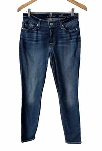 7 Seven for all Mankind Jeans Ankle Gwenevere Skinny Denim sz 28 6 Blue Distress - Picture 1 of 10