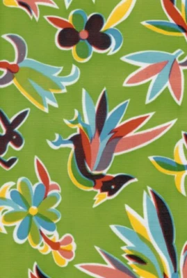 Oilcloth Fabric Exotic Aztec Lime Green Pattern Sold in Yard or Bolt - Image 1 of 2
