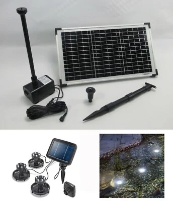 20 W Solarpumpe Gartenteich Teich Pumpe Bachlauf Springbrunnen LED Beleuchtung - Bild 1 von 4