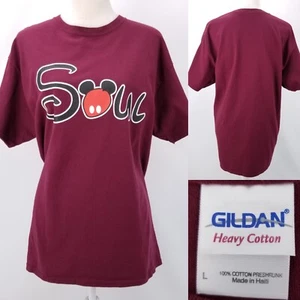 Gildan Cotton Mens/Womens/Unisex Large Mickey Mouse Disney Soul Maroon T-shirt - Picture 1 of 8