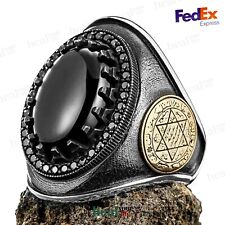 Seal of Solomon 925 Sterling Silver Men's Ring Islamic Ring - FAST FREE SHIPPING
