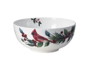 NEW Set of 6 Mikasa WINTER CARDINAL Bone China 6.25” Cereal Soup Bowls Christmas - Picture 1 of 6
