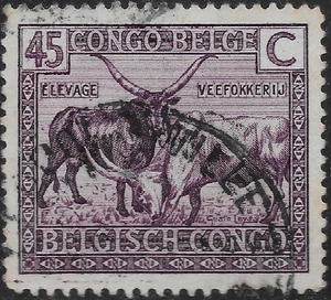 1926 Belgian Congo SC#112 used VF Watusi Cattle ANIMAL - Picture 1 of 2