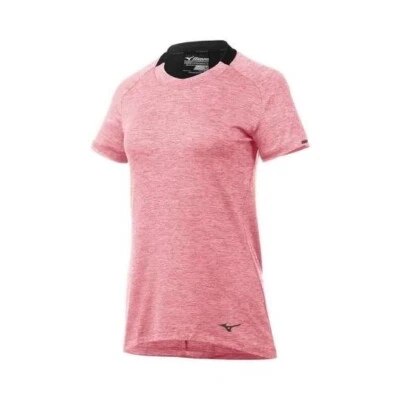 Nueva camiseta para mujer Mizuno talla grande Alpha manga corta en cristal rosa/negro Foto 1 de 2