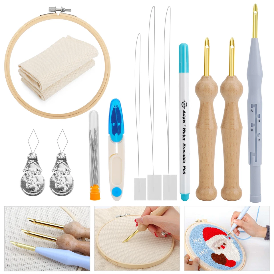 13pcs DIY Magic Embroidery Pen Set Punch Needle Stitching Sewing Craft Tool - Image 1 of 4