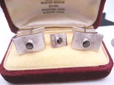 Juego de prendedores solapa gemelos zafiro estrella negro oro 14K retro vintage de mediados de siglo Foto 1 de 4