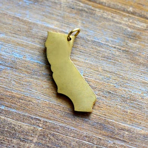 Californa State Charm - gebürsteter 24k vergoldeter Edelstahl Anhänger minimal - Bild 1 von 3