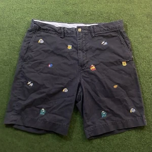 Polo Ralph Lauren Mens Black Embroidered Sweater Flat-Front Shorts 34 Pre-Owned - Picture 1 of 10