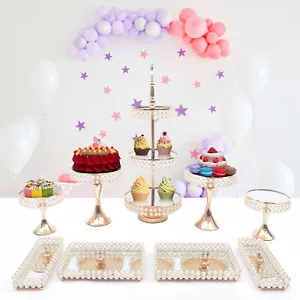 9pcs Gold Kuchen Halter Hochzeit Party Dessert Display Kuchen Stand Platten Nue - Bild 1 von 12