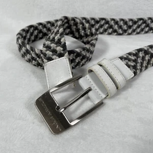 Under Armour Adult Braided Belt Black White Brushed Woven White Leather Check - Picture 1 of 8
