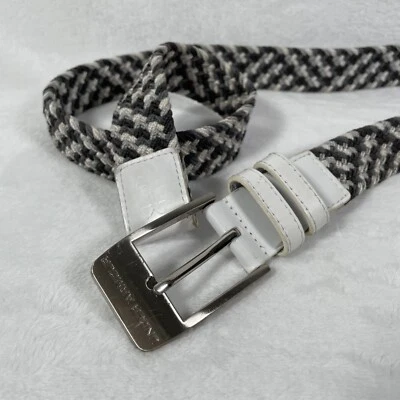 Cinturón Trenzado Under Armour Adulto Negro Blanco Cepillado Tejido Blanco Cuero Cuadros Foto 1 de 4