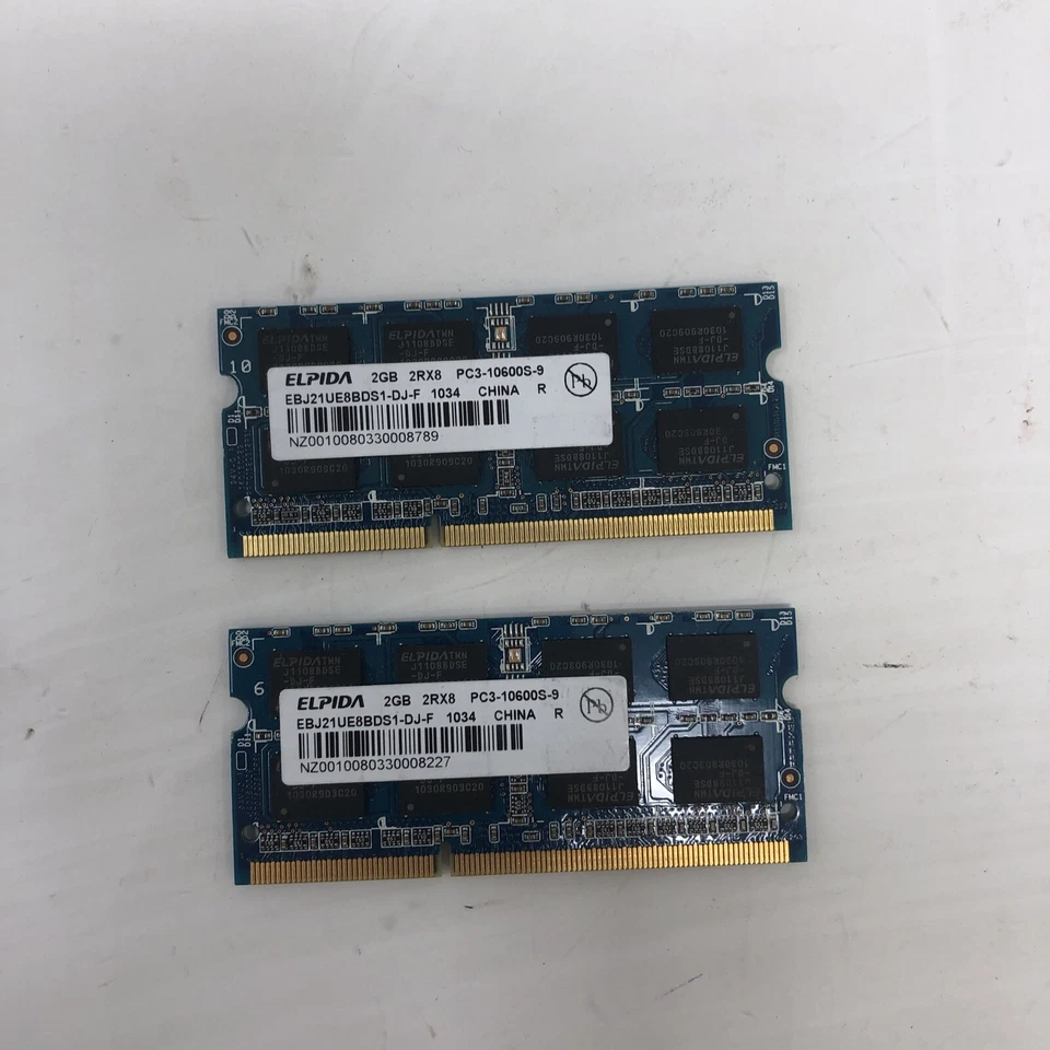 ELPIDA EBJ21UE8BDS1-DJ-F 4GB DDR3 RAM 2RX8 X2 PC3-10600S-9  - USED - Image 1 of 2