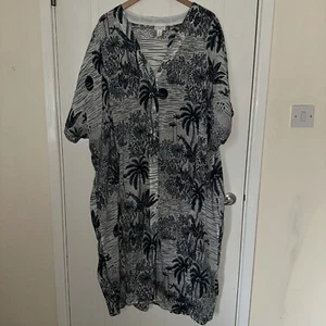 DESMOND & DEMPSEY X H&M Kaftan Maxi Women's dress Size Small Blue White - Picture 1 of 5