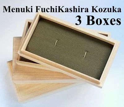 Japanese Wooden Menuki Fuchi/Kashira Kozuka Box 3 Pieces for Antique Collector - Image 1 of 4
