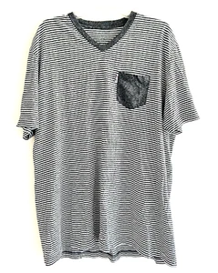 T-shirt uomo Psycho Bunny grigia manica corta scollo a V a righe taglia 8 - Foto 1 di 8