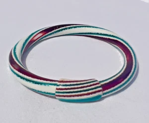 Striking Lea Stein Vintage Swirl Bangle Bracelet Burgundy, White, and Green. - Picture 1 of 7