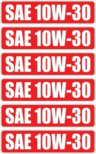 6-pack SAE 10W-30 Vinyl Stickers Engine Bay Decals - Motor Oil Synthetic Blend - Bild 1 von 1