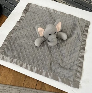 Pro Goleem Gray Elephant Lovey Security Blanket Minky Dot Satin Back 16” - Picture 1 of 6
