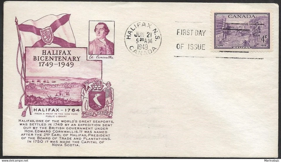 SKV) 1946 CANADÁ, Halifax Bicentenario, FDC, XF Foto 1 de 1