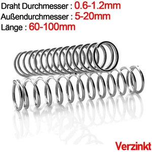 Verzinkt Druckfeder Draht Durchmesser 0.6mm-1.2mm Spiralfeder Rückstellfeder - Picture 1 of 26