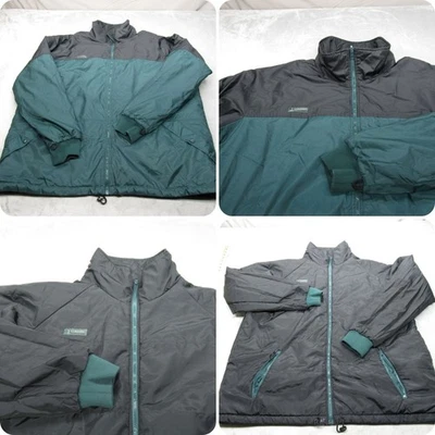 Columbia Jacket Men XXL Tall Black Green Full Zip Reversible Puffer Rain VTG 90s - Image 1 of 4