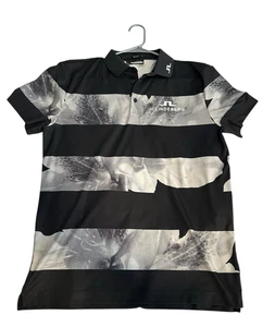 Polo da golf J. Lindeberg Tour Tech da uomo nera e grigia grande reg fit usata in ottime condizioni - Foto 1 di 8