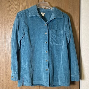 Camicia LL Bean donna grande blu velluto a coste comoda con bottoni casual 266127 taglia S - Foto 1 di 7