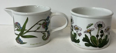 Vintage Portmeirion The Botanic Garden 1972 Drum Sugar Bowl and Creamer - Image 1 of 3