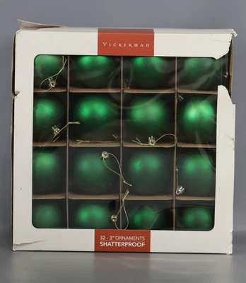 Vickerman 3''  Shatterproof Christmas Green Matte Ball Ornament  (Set of 32) - Image 1 of 4