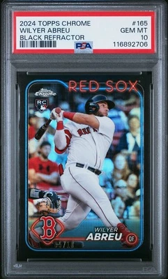 2024 Topps Chrome Wilyer Abreu RC Rookie Black Refractor/10 PSA 10 Red Sox Foto 1 de 2