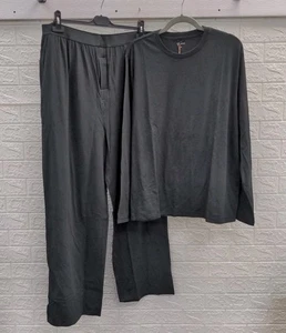 New Quince Women's Dream Lounge Oversized Long Sleeve Pajama Set Black Size XL - Picture 1 of 9