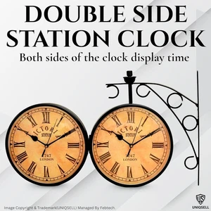 1747 London Victoria Station Double Sided Railway Wall Clock - Picture 1 of 9