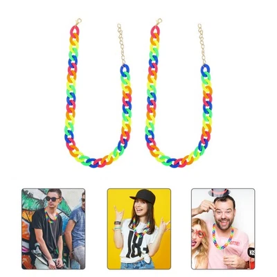  2 Pcs Collanine Collanina Colorate Collana Per Bambini Multicolore - Immagine 1 di 4