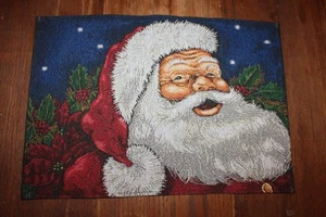 Woven Christmas Tapestry Placemats Set Of 6 Santa Clause Dinning Table Decor - Picture 1 of 3