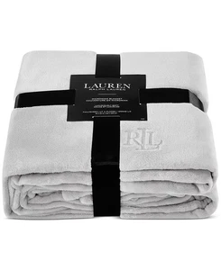 Ralph Lauren Quiet Gray Luxury Micromink Blanket Full / Queen 90”x90" - Picture 1 of 7