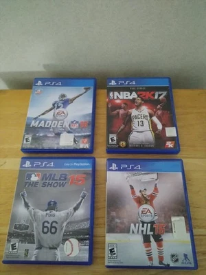 PS4 Video Game Lot Of 4 - Madden NFL 16,NBA 2K17,NHL 16, MLB 15 The Show - Image 1 of 4