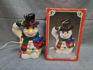 Vintage Ceramic Frosty the Snowman 8" Light Up Tabletop Decoration W/ Box  - Picture 1 of 5