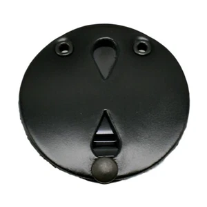 Perfect Fit Universal Round Clip on Badge Holder with snap chain Black Leather - Picture 1 of 6