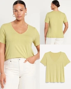 Old Navy Damen Luxus V-Ausschnitt Noppenstrick T-Shirt Top Zitronengras Größe S Tall 2X 3X - Bild 1 von 6