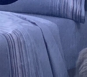 UGG Home Queen Sheet Set "Wave Break " Blue Grey w Ombré Stripe Edge Finish NWT - Picture 1 of 9