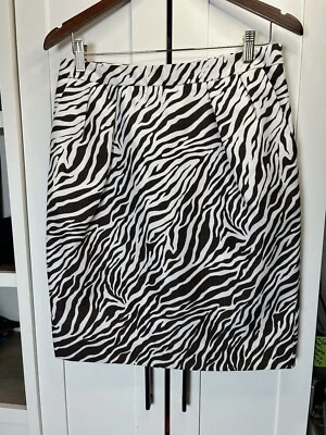 Falda lápiz Attention para mujer talla 10 blanca marrón cebra estampado animal Foto 1 de 4