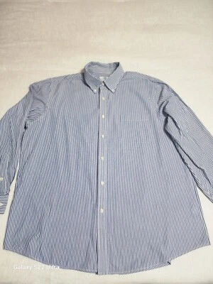 CROFT & BARROW Azul y Blanco Rayas Hombre Talla 17.5-34/35 Manga Larga Dinero Antiguo Foto 1 de 4