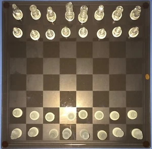 Frosted & Clear Glass Chess Set Complete (32 Pcs) - Picture 1 of 4